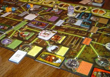 A shot of the Arkham Horror board in play